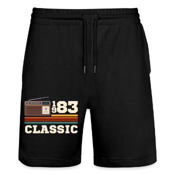 Anniversaire 1983 retro classic - Short de jogging bio TRAINER Stanley/Stella unisexe - noir - Devant - Nik (191cm) & Marisol (170cm)