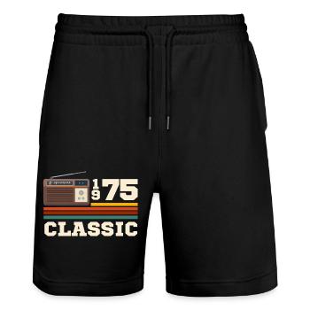 Anniversaire 1975 retro classic - Short de jogging bio TRAINER Stanley/Stella unisexe - noir - Devant - Nik (191cm) & Marisol (170cm)