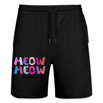 Bunte Cartoon Typografie Niedliche Katze T-Shirt 1 - Stanley/Stella Unisex Bio Joggingshorts Trainer  - Schwarz - Vorne - Nik (191cm) & Marisol (170cm)