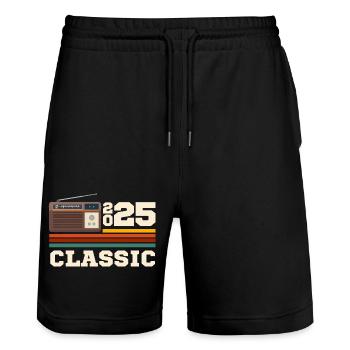 Anniversaire 2025 retro classic - Short de jogging bio TRAINER Stanley/Stella unisexe - noir - Devant - Nik (191cm) & Marisol (170cm)