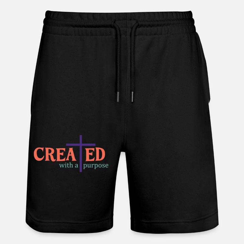 created with a purpose - Stanley/Stella Trainer Unisex Organic Jogging Shorts - black