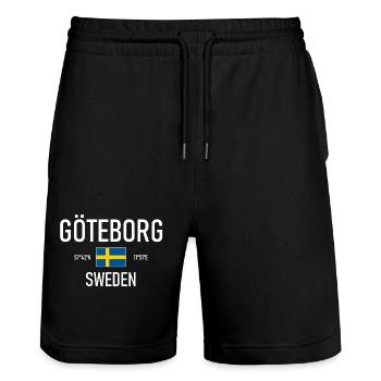 Gothenburg - Sweden - Sverige - Flag Coordinates - Stanley/Stella Trainer Unisex Organic Jogging Shorts - black - Front - Nik (191cm) & Marisol (170cm)
