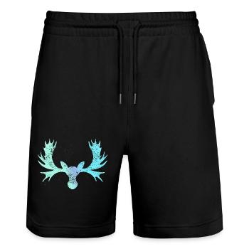 Elk - Stanley/Stella Trainer Unisex Organic Jogging Shorts - black - Front - Nik (191cm) & Marisol (170cm)