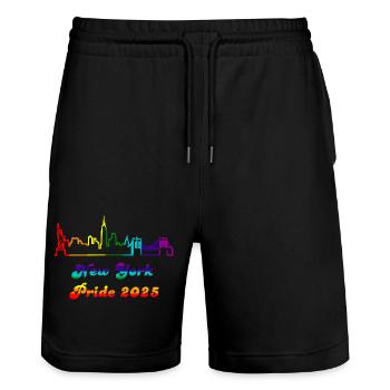 Pride 2025 NY - Stanley/Stella Unisex Bio Joggingshorts Trainer  - Schwarz - Vorne - Nik (191cm) & Marisol (170cm)