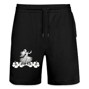 hawaii woman hibiskus - Stanley/Stella Unisex Bio Joggingshorts Trainer  - Schwarz - Vorne - Nik (191cm) & Marisol (170cm)