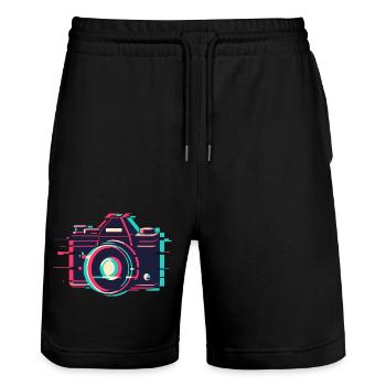 VHS Störung Kamera - Retro Digital Fotografie - Stanley/Stella Unisex Bio Joggingshorts Trainer  - Schwarz - Vorne - Nik (191cm) & Marisol (170cm)