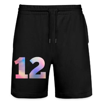 Numéro 12 coloré - Short de jogging bio TRAINER Stanley/Stella unisexe - noir - Devant - Nik (191cm) & Marisol (170cm)