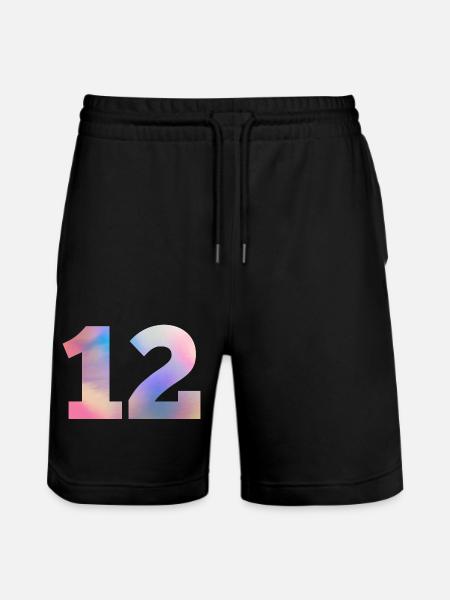 Bunte Zahl 12 - Stanley/Stella Unisex Bio Joggingshorts Trainer  - Schwarz