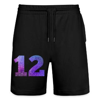 Numéro 12 galaxie - Short de jogging bio TRAINER Stanley/Stella unisexe - noir - Devant - Nik (191cm) & Marisol (170cm)
