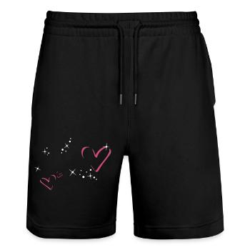 Cadre à paillettes coeurs - Short de jogging bio TRAINER Stanley/Stella unisexe - noir - Devant - Nik (191cm) & Marisol (170cm)