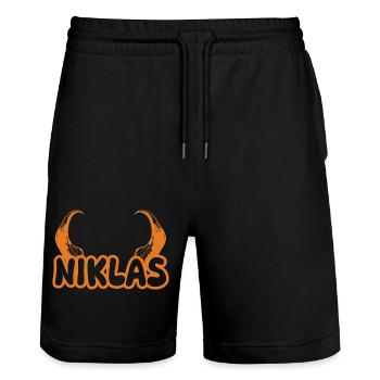 Niklas - Stanley/Stella Trainer Unisex Organic Jogging Shorts - black - Front - Nik (191cm) & Marisol (170cm)