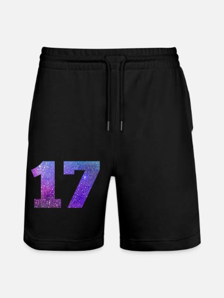 Number 17 galaxy - Stanley/Stella Trainer Unisex Organic Jogging Shorts - black