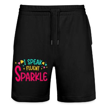 Diamond Painting Artist Speak Sparkle Diamond - Stanley/Stella Unisex Bio Joggingshorts Trainer  - Schwarz - Vorne - Nik (191cm) & Marisol (170cm)