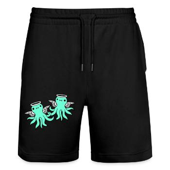 2 Oktopus Engel Team Freunde Flügel Heiligenschein - Stanley/Stella Unisex Bio Joggingshorts Trainer  - Schwarz - Vorne - Nik (191cm) & Marisol (170cm)