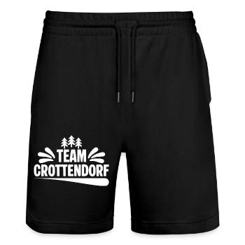 Team Crottendorf - Stanley/Stella Unisex Bio Joggingshorts Trainer  - Schwarz - Vorne - Nik (191cm) & Marisol (170cm)