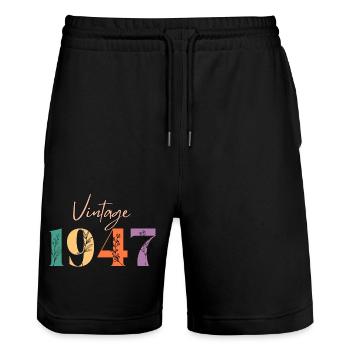 Vintage 1947 Floral - Stanley/Stella Trainer Unisex Organic Jogging Shorts - black - Front - Nik (191cm) & Marisol (170cm)