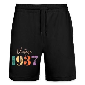 Vintage 1937 florale - Short de jogging bio TRAINER Stanley/Stella unisexe - noir - Devant - Nik (191cm) & Marisol (170cm)