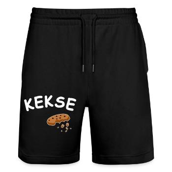 Kekse - Stanley/Stella Unisex Bio Joggingshorts Trainer  - Schwarz - Vorne - Nik (191cm) & Marisol (170cm)