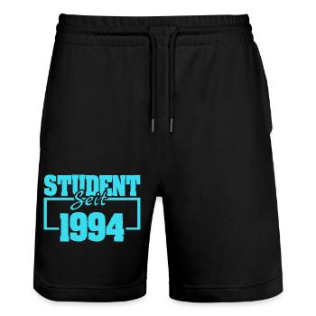 Student 1994 - Stanley/Stella Trainer Unisex Organic Jogging Shorts - black - Front - Nik (191cm) & Marisol (170cm)