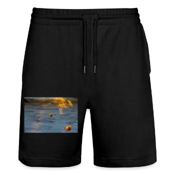 Blumen - Stanley/Stella Unisex Bio Joggingshorts Trainer  - Schwarz - Vorne - Nik (191cm) & Marisol (170cm)