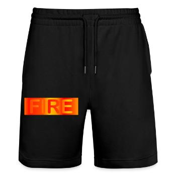 Fire / Feuer - Stanley/Stella Unisex Bio Joggingshorts Trainer  - Schwarz - Vorne - Nik (191cm) & Marisol (170cm)