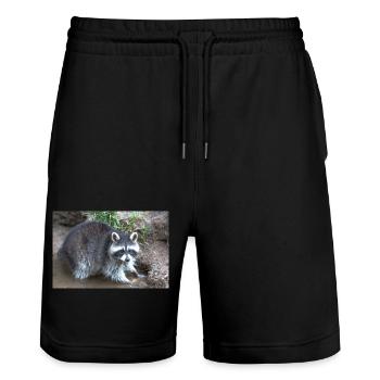 Raton laveur d’Amérique du Nord (racoons) - Short de jogging bio TRAINER Stanley/Stella unisexe - noir - Devant - Nik (191cm) & Marisol (170cm)