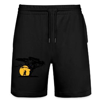 soleil silhouette arbre afrique savane trauri solitaire - Short de jogging bio TRAINER Stanley/Stella unisexe - noir - Devant - Nik (191cm) & Marisol (170cm)