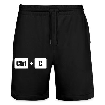 Ctrl C Ctrl V Vater Sohn Eltern Kind Partnerlook - Stanley/Stella Unisex Bio Joggingshorts Trainer  - Schwarz - Vorne - Nik (191cm) & Marisol (170cm)