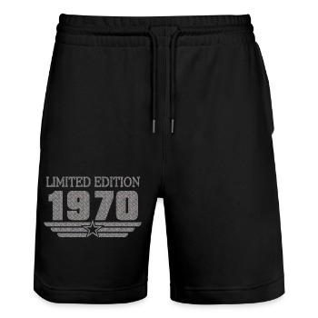 Metal 1970 LE Birthday - Stanley/Stella Unisex Bio Joggingshorts Trainer  - Schwarz - Vorne - Nik (191cm) & Marisol (170cm)