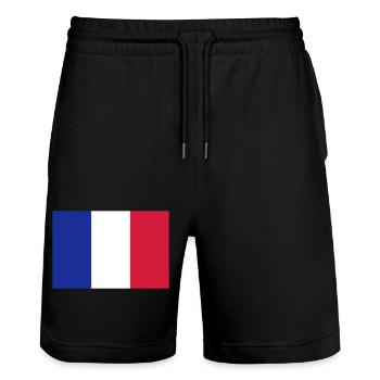 Drapeau de la France - Short de jogging bio TRAINER Stanley/Stella unisexe - noir - Devant - Nik (191cm) & Marisol (170cm)