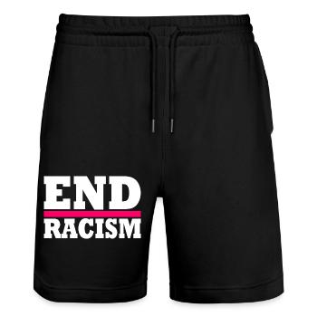 End Racism - Stanley/Stella Unisex Bio Joggingshorts Trainer  - Schwarz - Vorne - Nik (191cm) & Marisol (170cm)