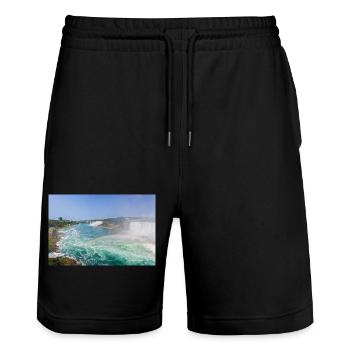 Kanada Ontario Niagara Falls American and Canadian - Stanley/Stella Unisex Bio Joggingshorts Trainer  - Schwarz - Vorne - Nik (191cm) & Marisol (170cm)
