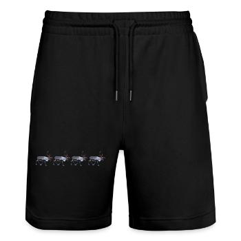 Traditional Reindeer Illustration in Winter Mood - Stanley/Stella Trainer Unisex Organic Jogging Shorts - black - Front - Nik (191cm) & Marisol (170cm)