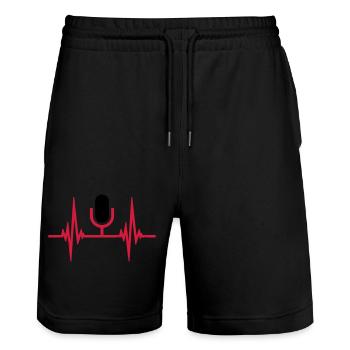 Herzschlag Puls Mikrofon - Stanley/Stella Unisex Bio Joggingshorts Trainer  - Schwarz - Vorne - Nik (191cm) & Marisol (170cm)