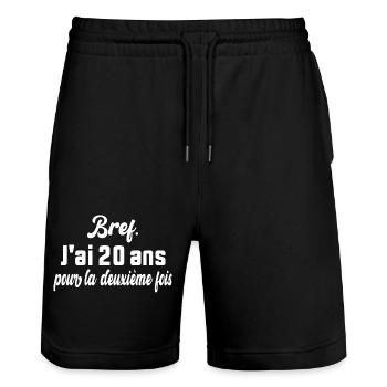 Bref J'ai 20 ans Pour La Deuxième Fois - Short de jogging bio TRAINER Stanley/Stella unisexe - noir - Devant - Nik (191cm) & Marisol (170cm)