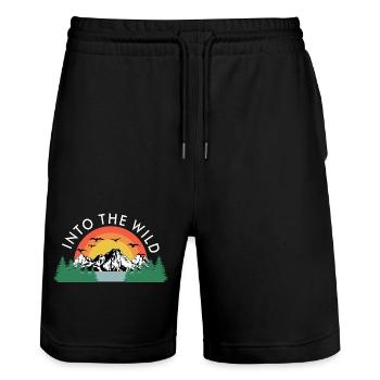 Into the wild Kletterer Wandern Wanderung - Stanley/Stella Unisex Bio Joggingshorts Trainer  - Schwarz - Vorne - Nik (191cm) & Marisol (170cm)