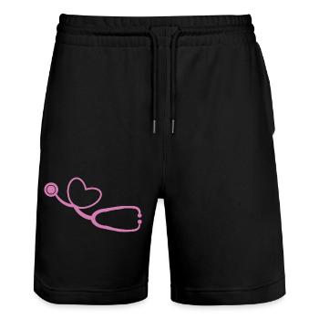 Doctor Doctor Heart Doctor's Assistant Doctor Nurse - Stanley/Stella Trainer Unisex Organic Jogging Shorts - black - Front - Nik (191cm) & Marisol (170cm)