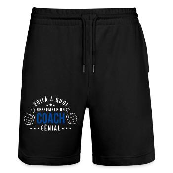 un coach génial cadeau humour coach entraineur - Short de jogging bio TRAINER Stanley/Stella unisexe - noir - Devant - Nik (191cm) & Marisol (170cm)