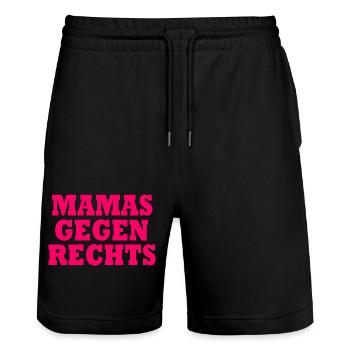 Mamas gegen rechts - Stanley/Stella Unisex Bio Joggingshorts Trainer  - Schwarz - Vorne - Nik (191cm) & Marisol (170cm)