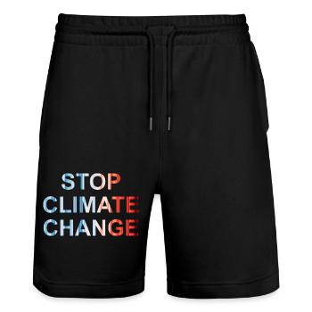 Arrêter le changement climatique - No planet b - Short de jogging bio TRAINER Stanley/Stella unisexe - noir - Devant - Nik (191cm) & Marisol (170cm)