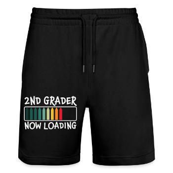 2nd grader now loading 2. Klasse Shirt - Stanley/Stella Unisex Bio Joggingshorts Trainer  - Schwarz - Vorne - Nik (191cm) & Marisol (170cm)