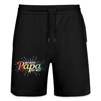 Der Beste Papa der Welt - Stanley/Stella Unisex Bio Joggingshorts Trainer  - Schwarz - Vorne - Nik (191cm) & Marisol (170cm)