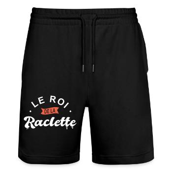 roi de la raclette Cadeau humour personnalisé - Short de jogging bio TRAINER Stanley/Stella unisexe - noir - Devant - Nik (191cm) & Marisol (170cm)