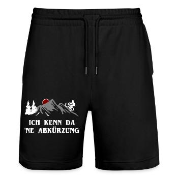 MTB - Ich kenn da ne Abkürzung - Stanley/Stella Unisex Bio Joggingshorts Trainer  - Schwarz - Vorne - Nik (191cm) & Marisol (170cm)