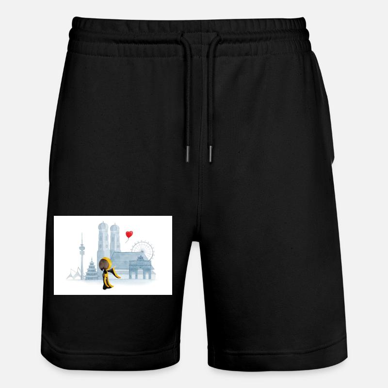 Münchner Kindl mit München Skyline - Stanley/Stella Unisex Bio Joggingshorts Trainer  - Schwarz