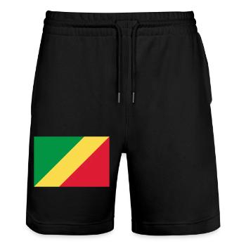 Drapeau Congo / Congo flag - Short de jogging bio TRAINER Stanley/Stella unisexe - noir - Devant - Nik (191cm) & Marisol (170cm)