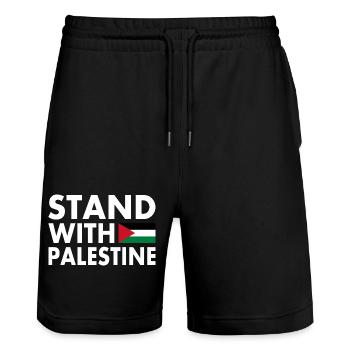 Palestine - Short de jogging bio TRAINER Stanley/Stella unisexe - noir - Devant - Nik (191cm) & Marisol (170cm)