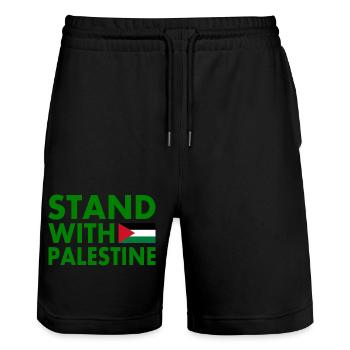 Stand with palestine - Stanley/Stella Trainer Unisex Organic Jogging Shorts - black - Front - Nik (191cm) & Marisol (170cm)