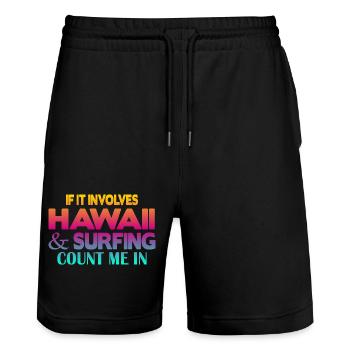 Hawaii Surfing - Stanley/Stella Unisex Bio Joggingshorts Trainer  - Schwarz - Vorne - Nik (191cm) & Marisol (170cm)