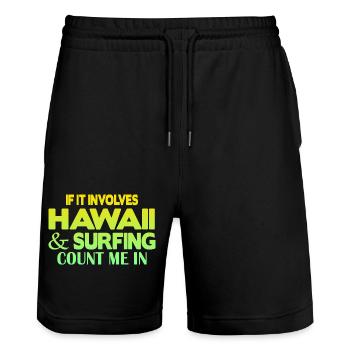 Hawaii Surfing - Stanley/Stella Unisex Bio Joggingshorts Trainer  - Schwarz - Vorne - Nik (191cm) & Marisol (170cm)